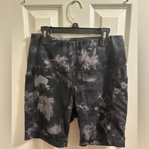 Danskin Black/Grey Tie Dye Biker Shorts